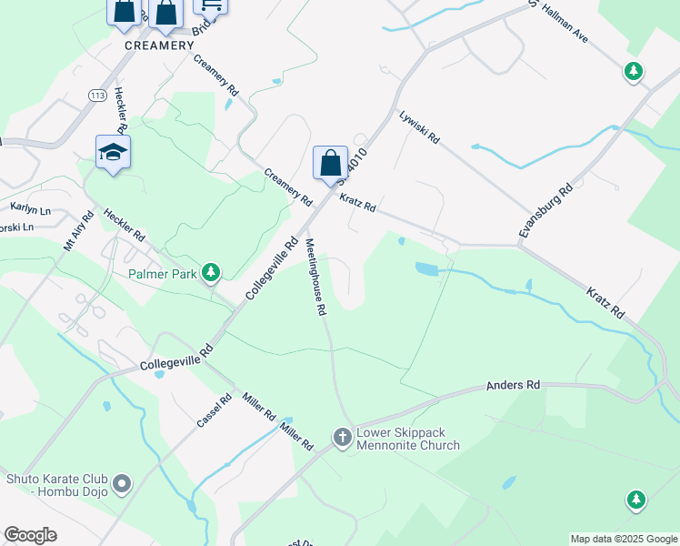map of restaurants, bars, coffee shops, grocery stores, and more near 1056 Lea Drive in Collegeville