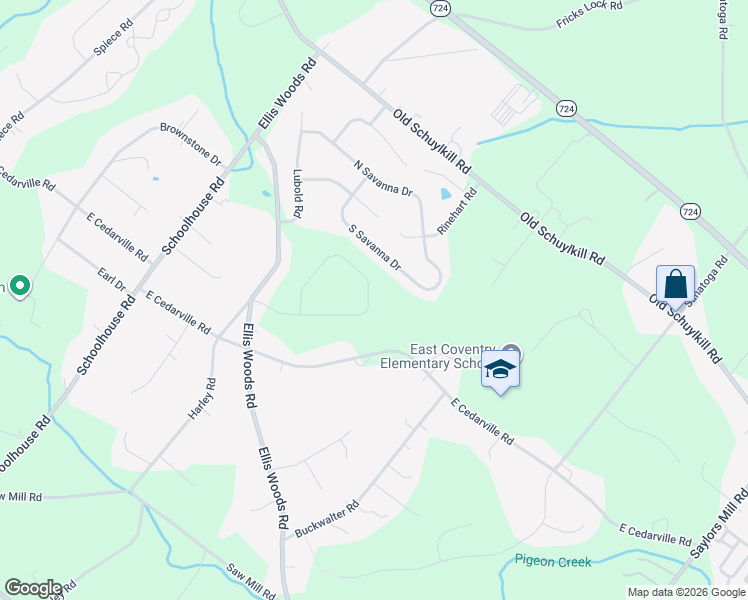 map of restaurants, bars, coffee shops, grocery stores, and more near 182 South Savanna Drive in Pottstown