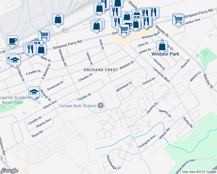 map of restaurants, bars, coffee shops, grocery stores, and more near 1094 Cocklin Street in Mechanicsburg