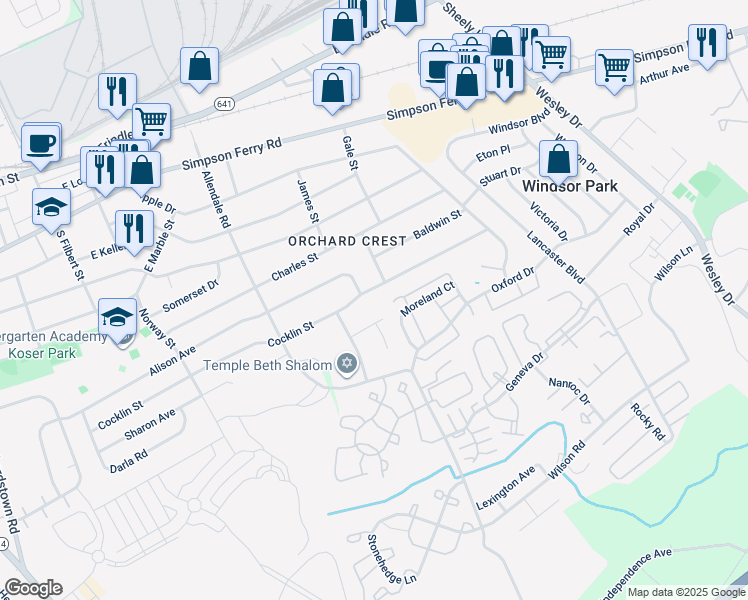 map of restaurants, bars, coffee shops, grocery stores, and more near 1094 Cocklin Street in Mechanicsburg