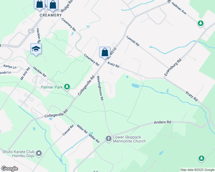 map of restaurants, bars, coffee shops, grocery stores, and more near 1056 Lea Drive in Collegeville