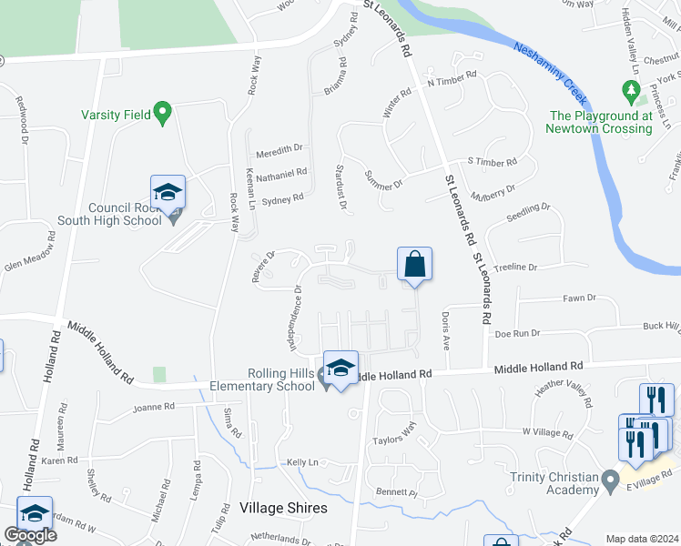 map of restaurants, bars, coffee shops, grocery stores, and more near 3011 Hopkins Court in Southampton