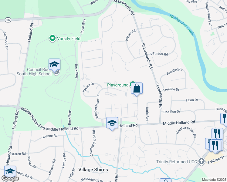 map of restaurants, bars, coffee shops, grocery stores, and more near 1404 Clark Court in Southampton