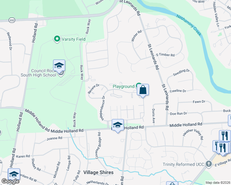 map of restaurants, bars, coffee shops, grocery stores, and more near 1404 Clark Court in Southampton