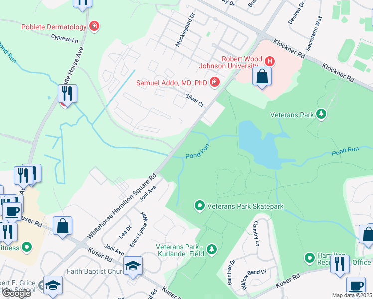 map of restaurants, bars, coffee shops, grocery stores, and more near in Hamilton Township