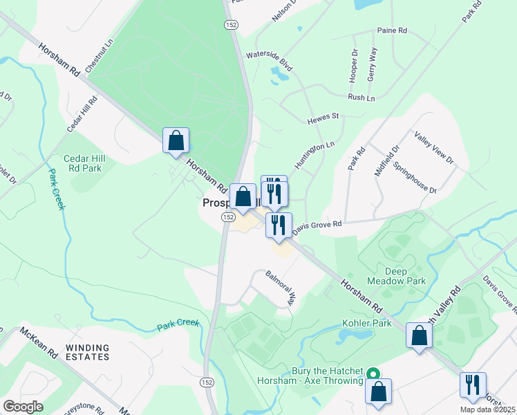 map of restaurants, bars, coffee shops, grocery stores, and more near 1144 Horsham Road in Ambler
