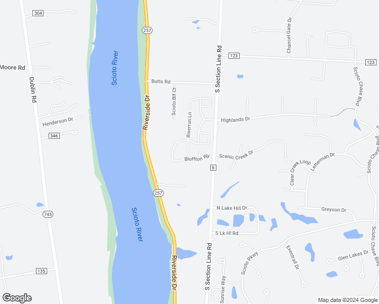 map of restaurants, bars, coffee shops, grocery stores, and more near 6652 South Section Line Road in Delaware