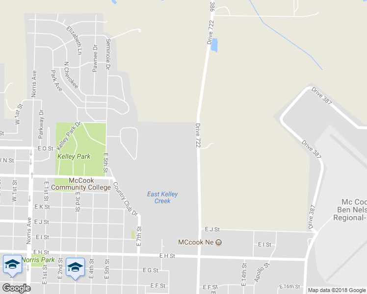 map of restaurants, bars, coffee shops, grocery stores, and more near 1500 Drive 722 in McCook