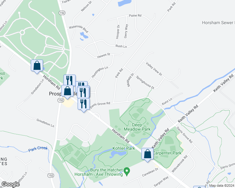 map of restaurants, bars, coffee shops, grocery stores, and more near 315 Park Road in Ambler