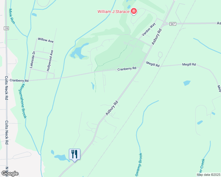 map of restaurants, bars, coffee shops, grocery stores, and more near 43 Cranberry Road in Farmingdale