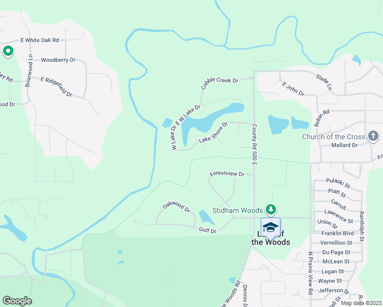 map of restaurants, bars, coffee shops, grocery stores, and more near 1703 Lake Shore Drive in Mahomet