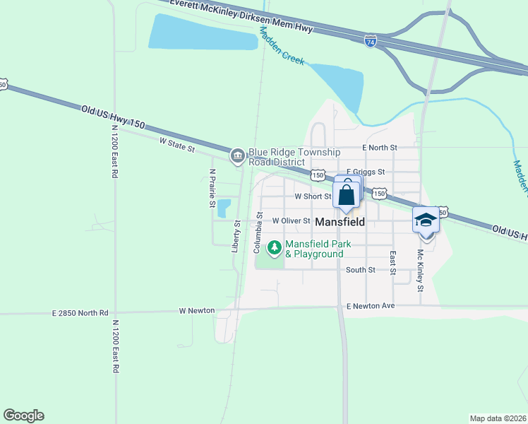 map of restaurants, bars, coffee shops, grocery stores, and more near 102 Columbia Street in Mansfield