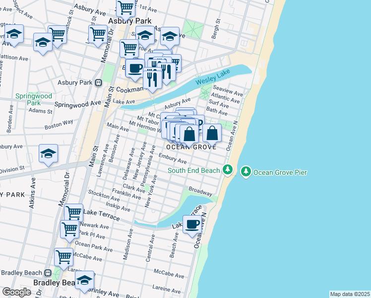 map of restaurants, bars, coffee shops, grocery stores, and more near in Neptune Township