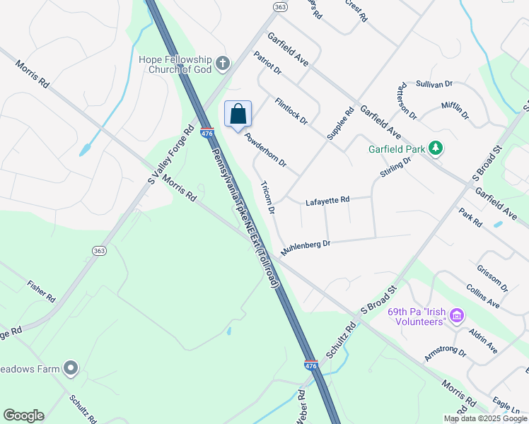 map of restaurants, bars, coffee shops, grocery stores, and more near 826 Tricorn Drive in Lansdale