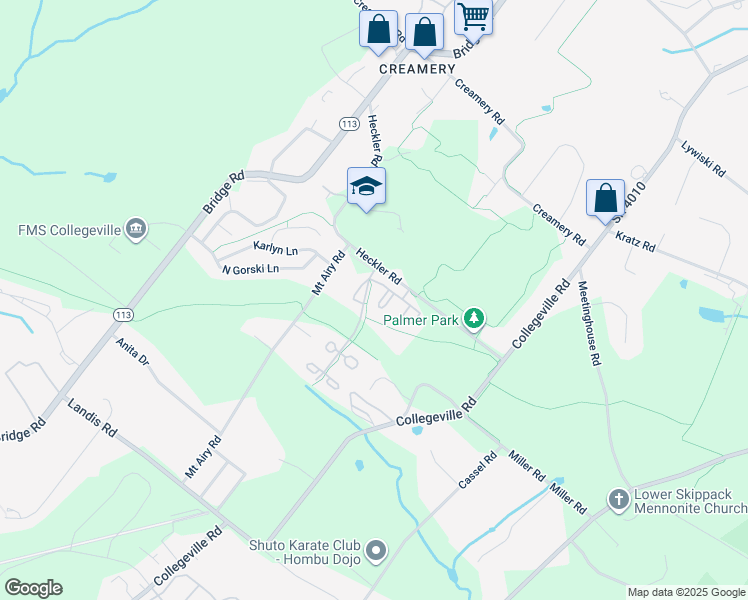 map of restaurants, bars, coffee shops, grocery stores, and more near 935 Schwendt Lane in Collegeville