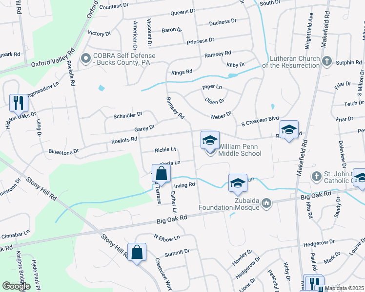 map of restaurants, bars, coffee shops, grocery stores, and more near 6 Richie Lane in Morrisville