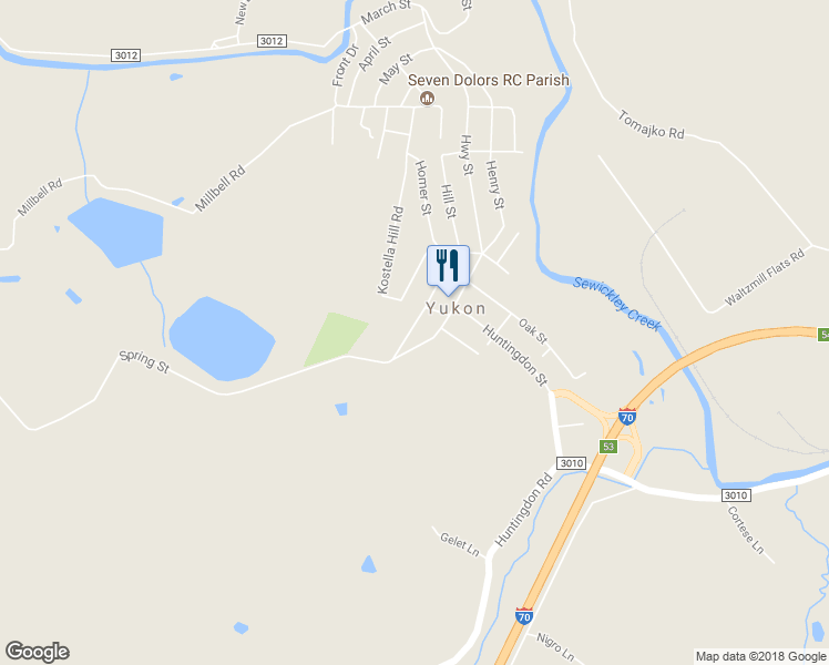 map of restaurants, bars, coffee shops, grocery stores, and more near 114 Yukon Avenue in Yukon