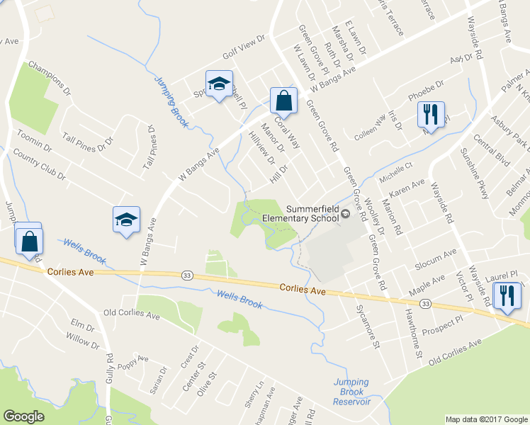 map of restaurants, bars, coffee shops, grocery stores, and more near 3633 New Jersey 33 in Neptune City