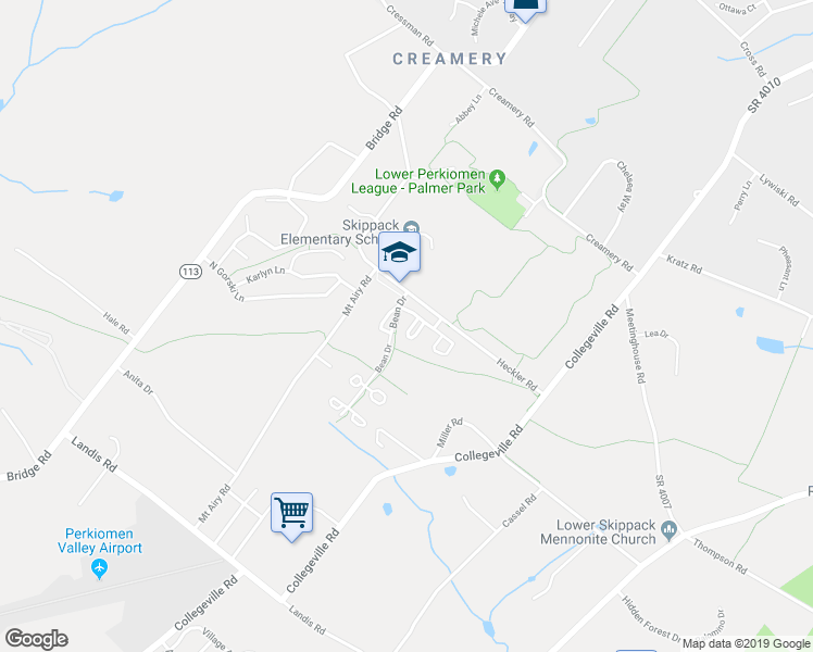 map of restaurants, bars, coffee shops, grocery stores, and more near 939 Schwendt Lane in Collegeville