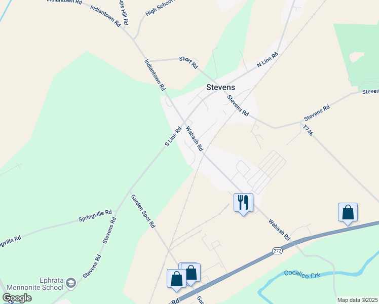 map of restaurants, bars, coffee shops, grocery stores, and more near 10 Debra Circle in Ephrata