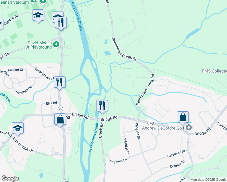 map of restaurants, bars, coffee shops, grocery stores, and more near 4321 Gypsy Lane in Collegeville