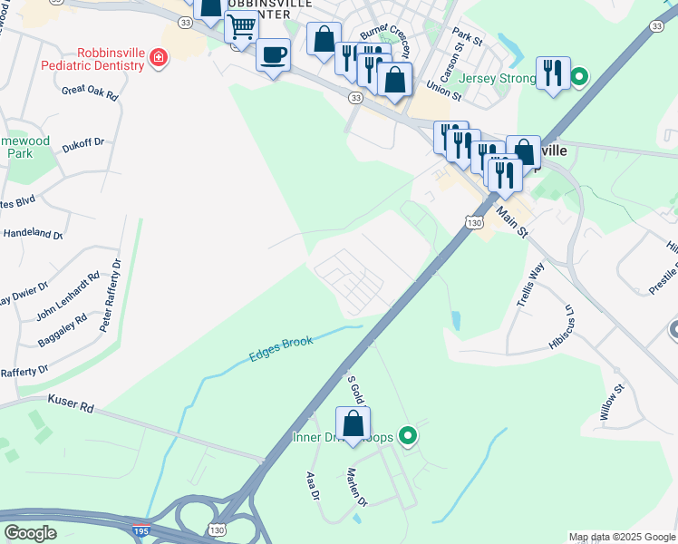 map of restaurants, bars, coffee shops, grocery stores, and more near 707 Millside Drive in Robbinsville