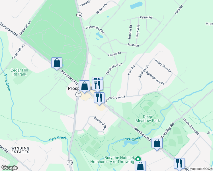 map of restaurants, bars, coffee shops, grocery stores, and more near 1060-1098 Davis Grove Road in Ambler