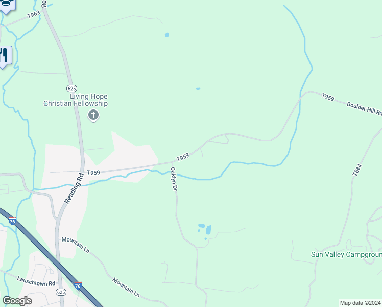 map of restaurants, bars, coffee shops, grocery stores, and more near 215 Boulder Hill Road in Mohnton
