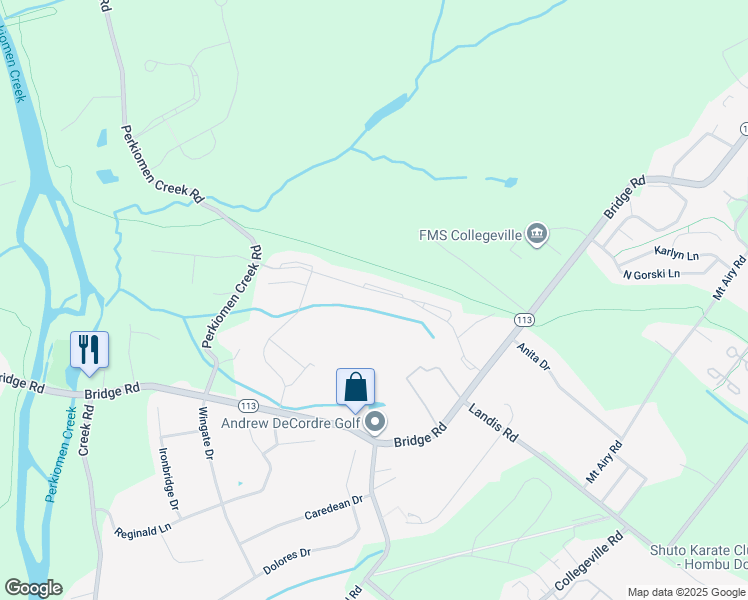 map of restaurants, bars, coffee shops, grocery stores, and more near 4352 Meadowridge Lane in Collegeville