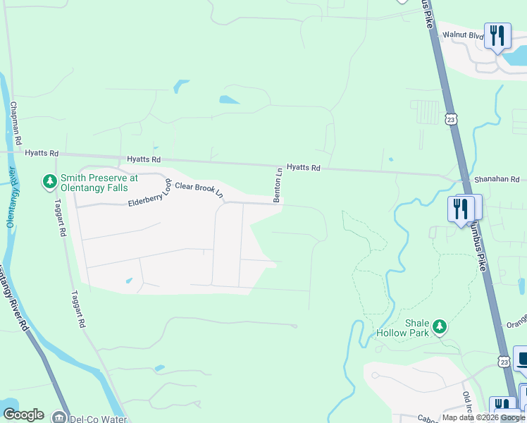 map of restaurants, bars, coffee shops, grocery stores, and more near 705 Regency Bend in Delaware