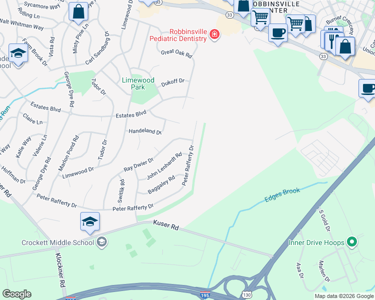 map of restaurants, bars, coffee shops, grocery stores, and more near 28 John Lenhardt Road in Hamilton Township
