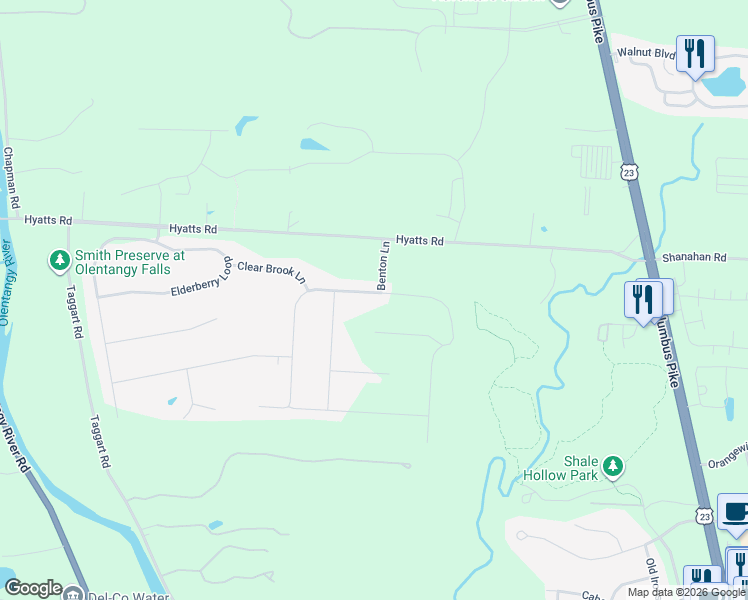 map of restaurants, bars, coffee shops, grocery stores, and more near 705 Regency Bend in Delaware