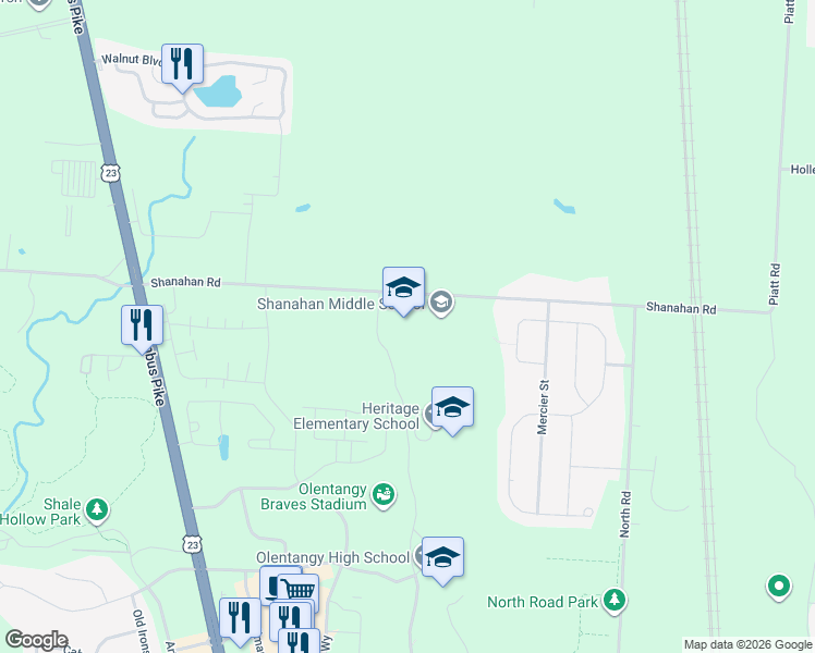 map of restaurants, bars, coffee shops, grocery stores, and more near 814 Shanahan Road in Lewis Center