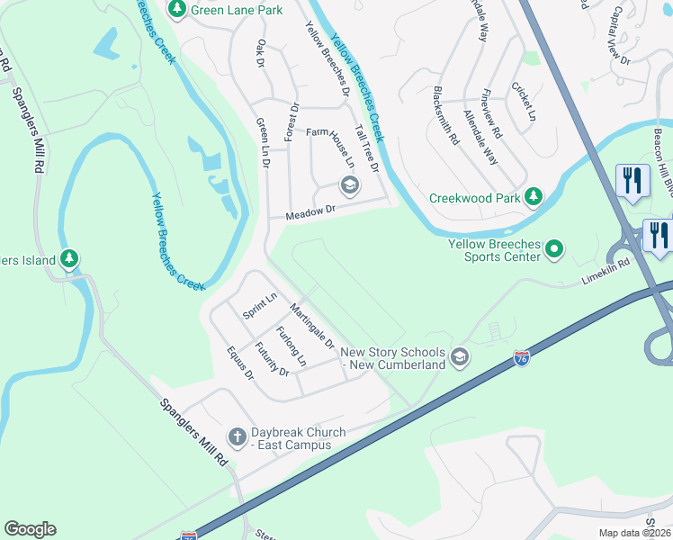 map of restaurants, bars, coffee shops, grocery stores, and more near in Lower Allen