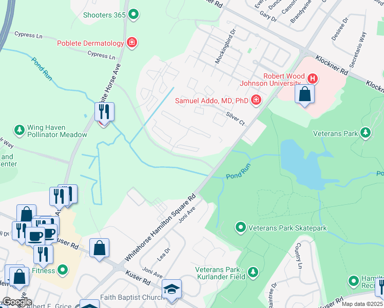 map of restaurants, bars, coffee shops, grocery stores, and more near 73 Versailles Court in Hamilton Township