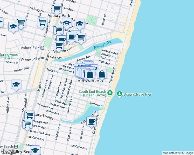 map of restaurants, bars, coffee shops, grocery stores, and more near in Neptune Township