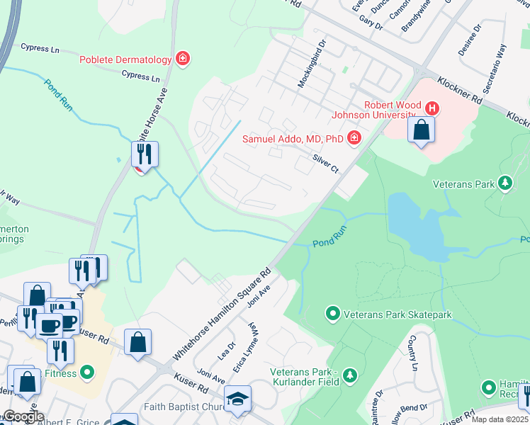map of restaurants, bars, coffee shops, grocery stores, and more near 73 Versailles Court in Hamilton Township