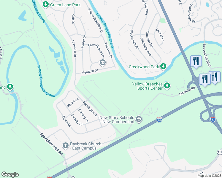 map of restaurants, bars, coffee shops, grocery stores, and more near 753 Limekiln Road in New Cumberland