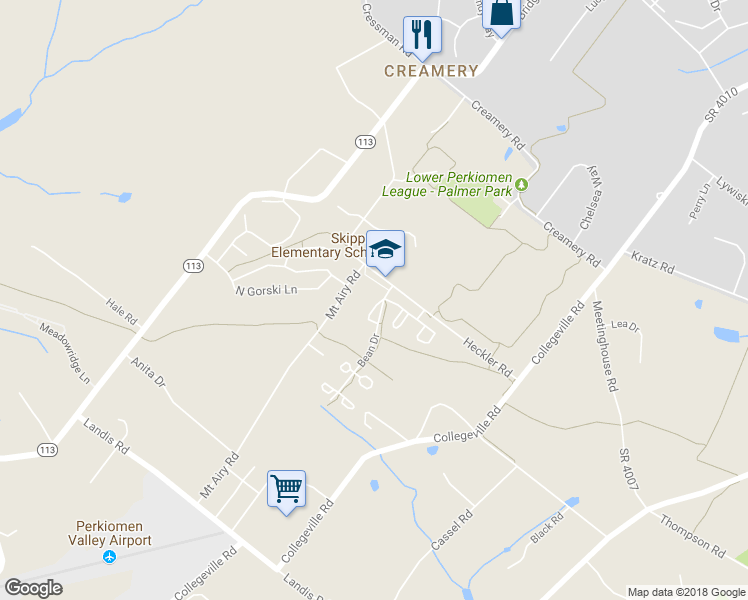 map of restaurants, bars, coffee shops, grocery stores, and more near 945 Shenkle Drive in Collegeville