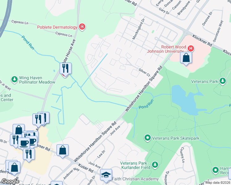 map of restaurants, bars, coffee shops, grocery stores, and more near 101 Versailles Court in Hamilton Township