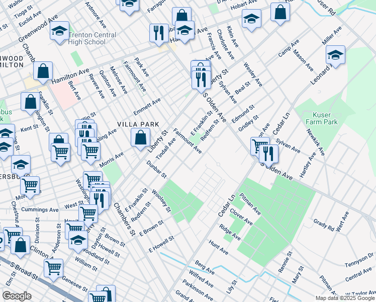 map of restaurants, bars, coffee shops, grocery stores, and more near 434 Redfern Street in Hamilton Township