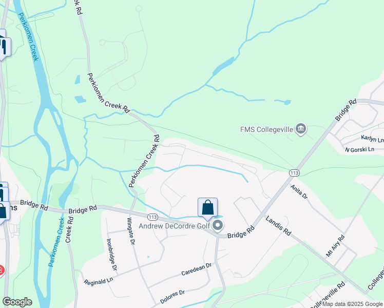 map of restaurants, bars, coffee shops, grocery stores, and more near 4374 Meadowridge Lane in Collegeville