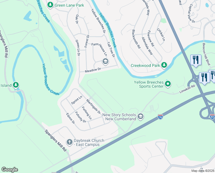 map of restaurants, bars, coffee shops, grocery stores, and more near 753 Limekiln Road in New Cumberland