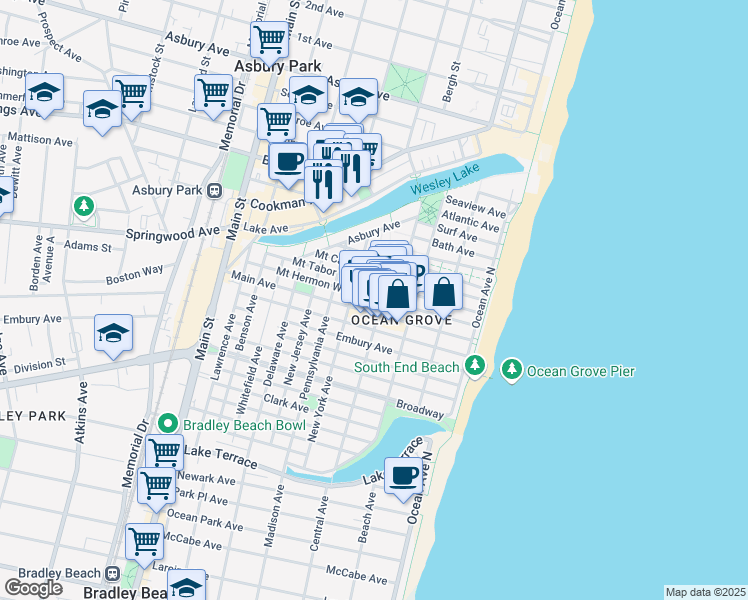 map of restaurants, bars, coffee shops, grocery stores, and more near in Neptune Township