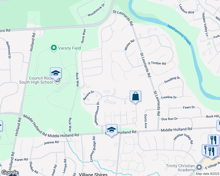 map of restaurants, bars, coffee shops, grocery stores, and more near 1404 Clark Court in Southampton