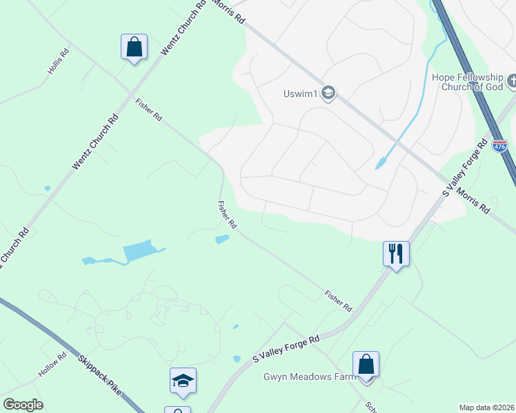 map of restaurants, bars, coffee shops, grocery stores, and more near 3074 Scheid Way in Lansdale
