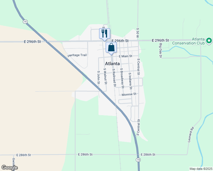 map of restaurants, bars, coffee shops, grocery stores, and more near 325 South John Street in Atlanta