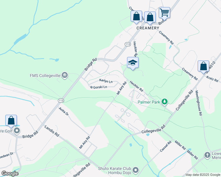 map of restaurants, bars, coffee shops, grocery stores, and more near 4190 North Gorski Lane in Collegeville