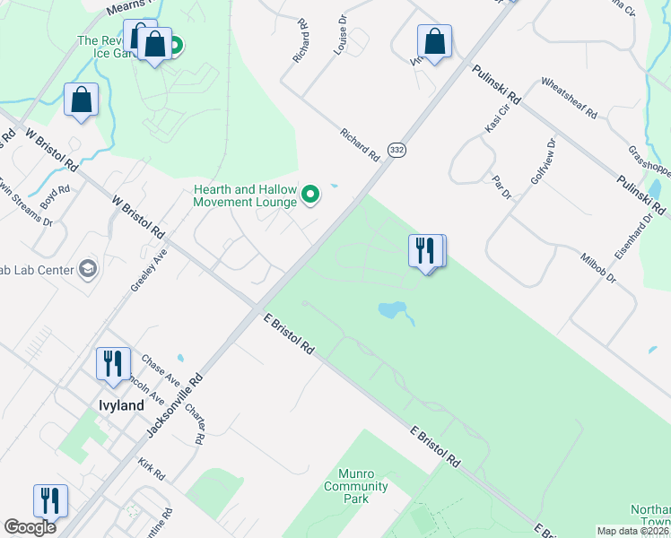 map of restaurants, bars, coffee shops, grocery stores, and more near 32-48 Jacksonville Rd in Warminster