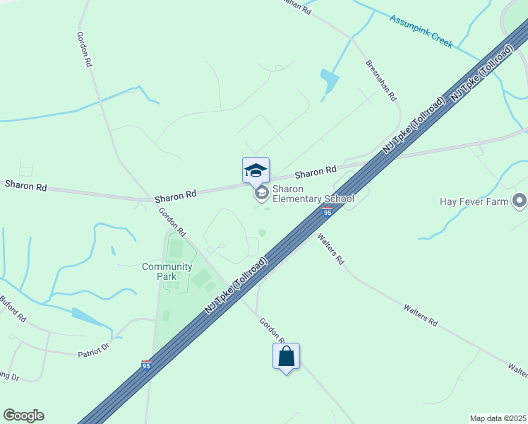 map of restaurants, bars, coffee shops, grocery stores, and more near 234 Sharon Road in Robbinsville